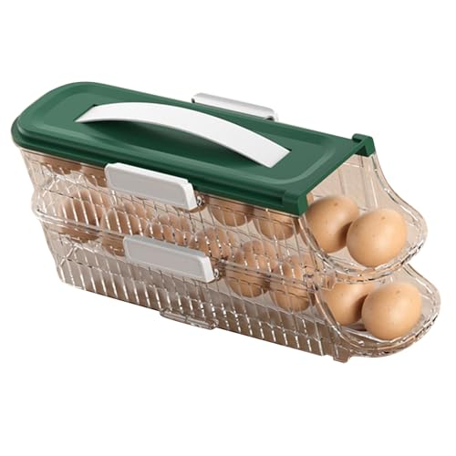 Contenedor de Huevos del Refrigerador 2 Niveles de Doble Capa, Eficiente, la Organización del Huevo que Ahorra el con Visibilidad Transparente para 24 para la Puerta Lateral del Refrigerador de la