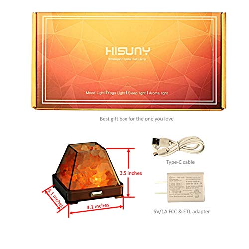 Hisuny Mini Himalayan Salt Lamp Usb Desk Light Natural Crystal Salt Rock Cute Aesthetic Led Lamp For Desk Sleep Bar Yoga Night Light Meditation Dimmable Decor Lamp Gifts - Model Bari #TOP4