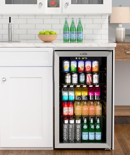 Image of Koolmore 18 in. 3.2 Cu. Ft. Beverage Refrigerator Merchandiser with Stainless Steel Trim and Touch Panel For Soda, Beer or Wine Perfect for Use in a Commercial or Home Setting, ETL Listed (KM-BR32SS)