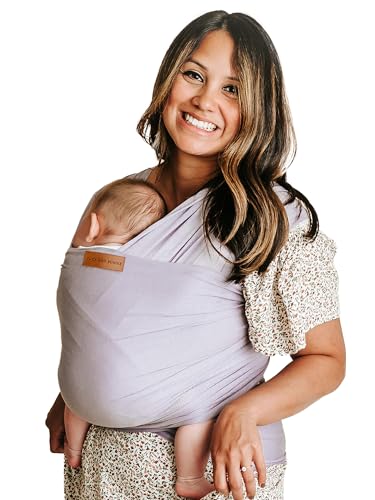 Image of Tuck and Bundle Baby Wrap Carrier for Newborns, Infant Carrier for Babywearing, 8-35 lb Lightweight Soft Tencel Modal Baby Wraps, Baby Essentials, Best for Baby Shower, 0-18 Months Old - Lavender Grey