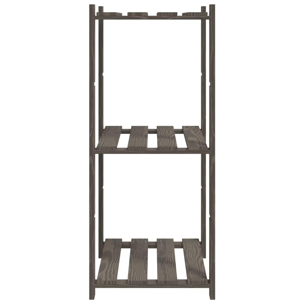 Estantería de 3 Niveles Madera Maciza Pino Gris 60x38x90 cm, Estanterias Almacenaje, Estanterias Trastero, Estanterias para Garaje, Estantes para Herramientas, Estanteria Almacen - 373387
