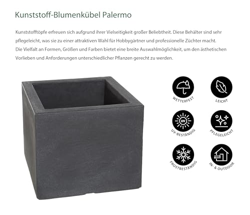 Dehner Blumenkübel Palermo, anthrazit, ca. 30 x 30 x 26 cm – Ansicht 5