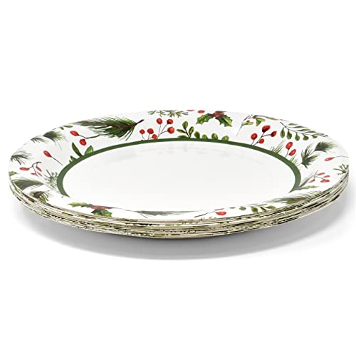 Christmas Party Supplies Tableware Set Serves 24 Holiday Disposable Dinnerware with Plates Cups and Napkins Festive Seasonal Holly Design for Christmas Celebrations – Image 6