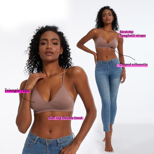Image of Seamless Bra for Women Low Back Bralette Wirefree Spaghetti Bra with Padded Removeable