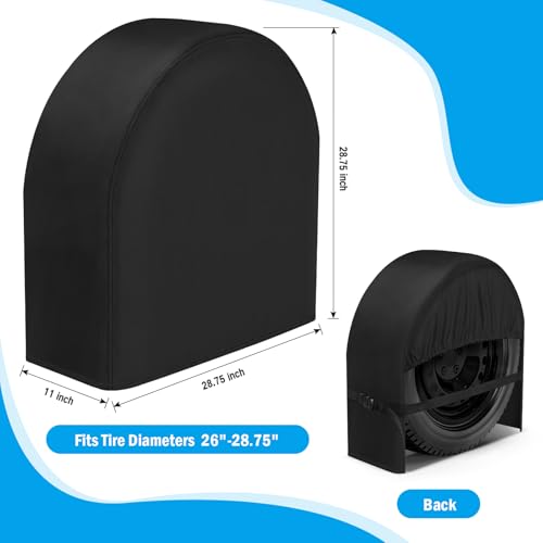Image of 4-Pack Tire Covers for Cars, Upgraded Fixing System, Wheel Protectors for Truck, SUV, Jeep, Camper, Trailer, RV, Fits Tire Diameters 26-28.75 Inches