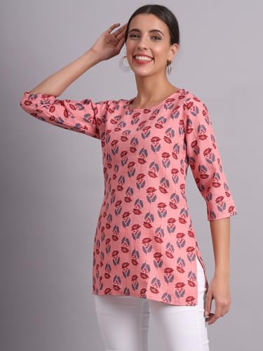 Image of PATLANI Women's Cotton Printed Short Fullstitched Kurti /Kurtas.