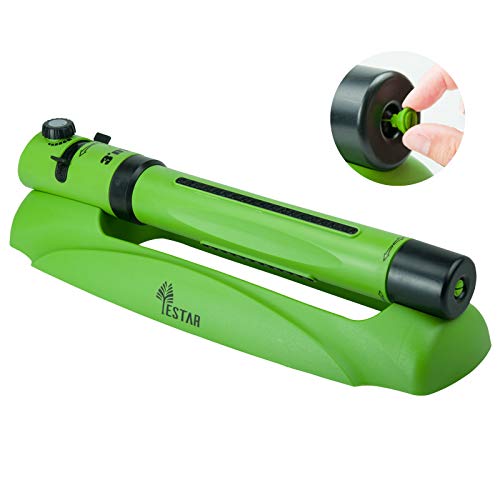 YESTAR Garden Oscillating Sprinkler Turbo Oscillating Sprinkler with 3-Way Adjustment for Lawn, Easy Adjust Range Control, Built-in Spray Jet Cleaning Needle