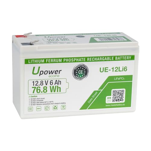 Batería de Litio LiFePO4 de 12V 6Ah, Ciclo Profundo 3000 al 100% / 12.8V 77Wh