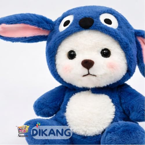 Image of DIKANG Hooded Teddy Bear Gift Soft Toys for Girls and Boys | Blue Hood Teddy Bear Plushie Stuffed Animal Toys | Long Ear Soft Toy for Kids | Gifts for Woman, Amazing Birthday Gift for Kids - 30 cm