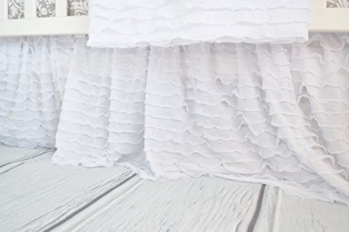 A Vision to Remember White Crib Bed Skirt Dust Ruffle, Luxury Bedding Ba
