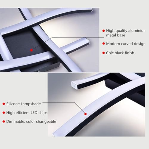 Lámpara de techo LED regulable con mando negro de aluminio salón 3