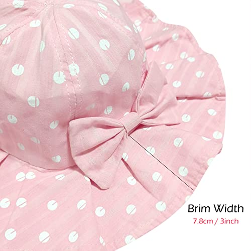 Girls' Bucket Hat Kids Fashion Polka Dot Sun Hat Wide Brim Summer Beach Play Cap Fishing Hat Uv Protection 2-4 Years Pink #TOP3