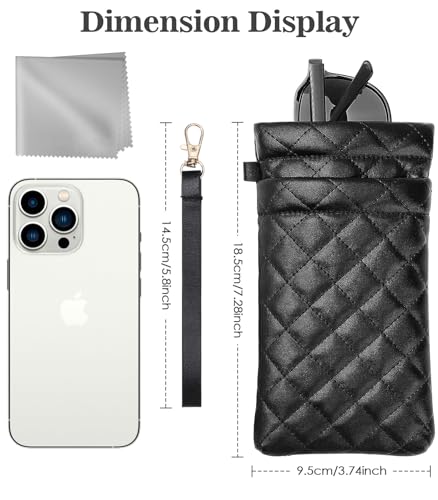 Image of MoKo Squeeze Top Glasses Pouch, Portable Leather Soft Sunglasses Case Anti-Scratch Eyeglasses Bag Goggles Sleeve