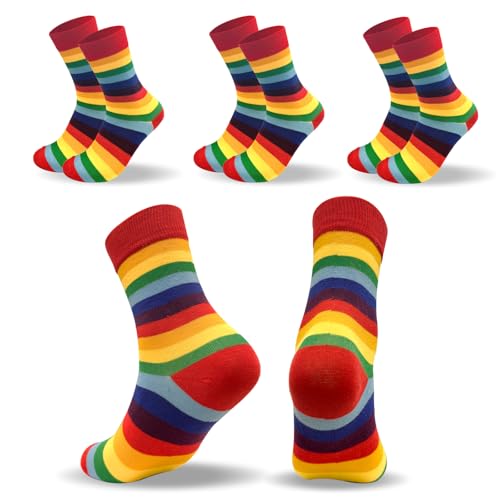 3 Paar Regenbogen Socken, Pride Gestreifte Wadensocken Atmungsaktiv Casual Mode Bunte LGBTQ Zubehör für Frauen Mädchen Männer Geschenke, farbig, Einheitsgröße