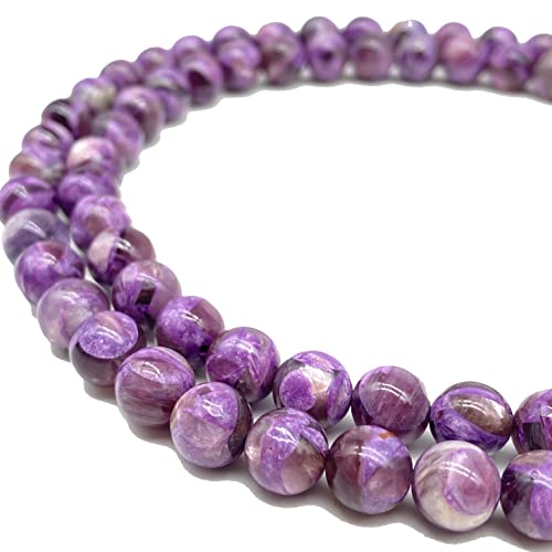 ABCGEMS Minas-Gerais Purple Mica Muscovite Beads from Brazil (Extremely Rare Stone with Gorgeous Flash- Often Confused with Charoite & Sugilite) Healing Energy Smooth Round 6mm Tiny