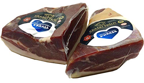 Luftgetrockneter Karst Schinken - Prosciutto - Kraski Prsut 16 Monate gereift Rohschinken mit Meersalz aus der Saline von Piran, Karst Prsut aus Istrien. Stück ca. 700 - 1000g (Einweg) Cover