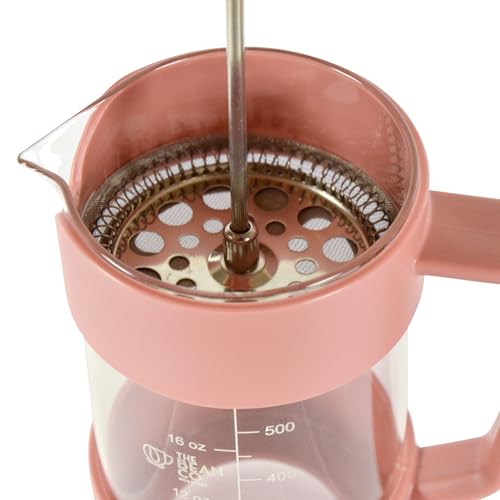 Image of THE BEAN CO French Press Coffee Maker 600 ml | Heat Resistant Borosilicate Glass | 4 Level Filteration (Pink)