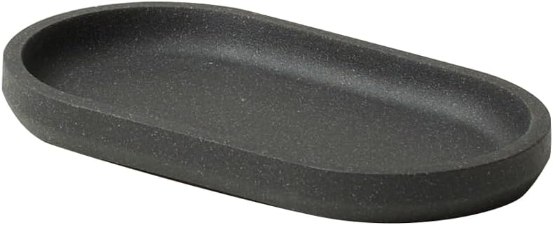 ideaco Tabletop Stationery Accessory Tray, Width 7.1 x Depth 3.9 x Height 0.9 inches (18 x 10 x 2.2 cm) Tray Stone Sand Black