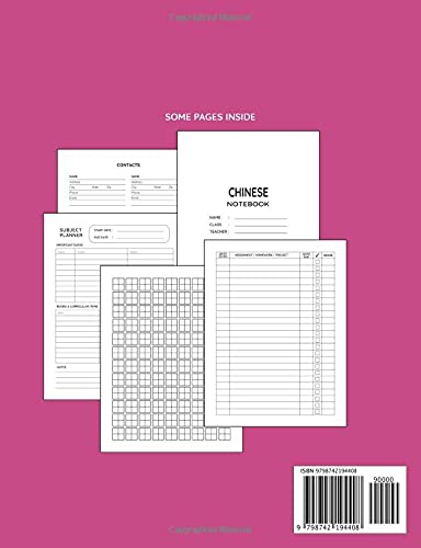 Chinese Handwriting Practice Paper: Notebook of Writing Exercise Pages to Improve Penmanship: Reminder of Due Date for Assignment, Homework, Group and ... and Classmates: For Middle School Girls - Image 2