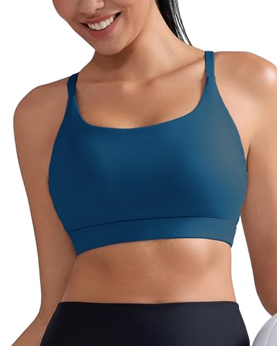 Image of RUNNING GIRL Sports Bras for Women,Light Impact Molded Cup Strap Sports Bra with Sewn in Pads,Best for A-C Cup