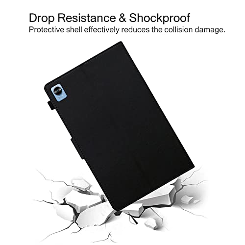 Image of Fastway Leather Folio Flip Stand Case Cover for Realme Pad Mini 8.7 inch Tablet (Black)