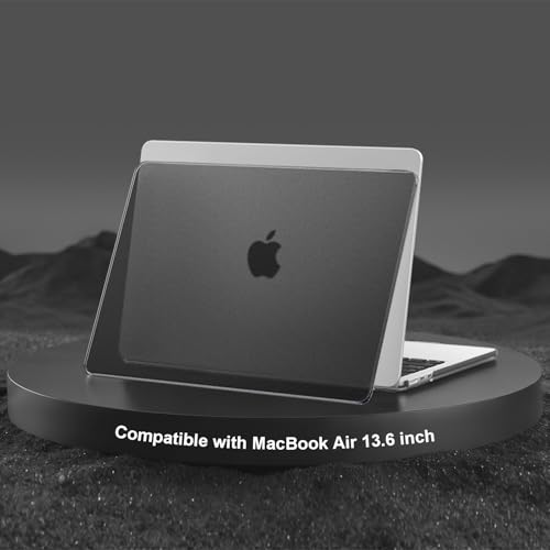 Image of MOSISO Compatible with MacBook Air 13 inch Case M5 2026 M4 M3 M2 2025-2022 A3449 A3240 A3113 A2681, 4 in 1 Kit Matte Hard Shell for MacBook Air 13.6 Case, Anti-Fingerprints&Ultra-Thin, Black Clear