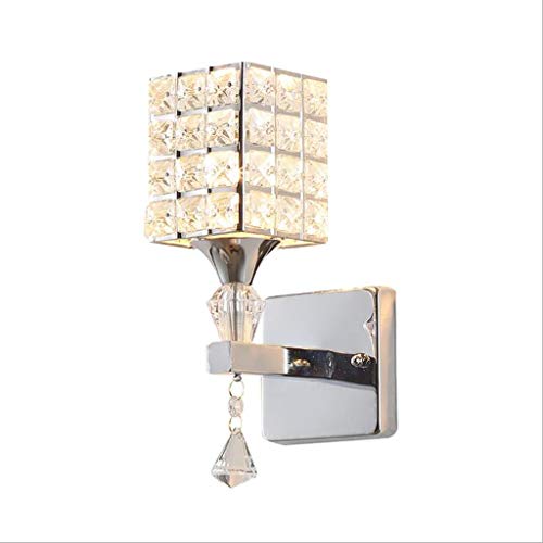 Apliques de pared plata E27 de cristal cuadrado para dormitorio moderno
