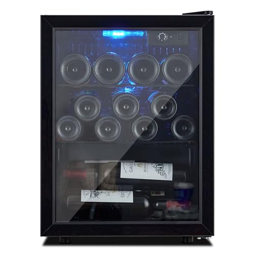 Image of 16 Bottle Wine Fridge, Small Wine Cooler Temperature Adjustment Range 40~61F, Mini Wine Refrigerator Freestanding for Home Kitchen Office Bar, Wine Cellar for Red, White and Champagne