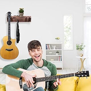 Support mural pour guitare double, support mural pour guitare en bois avec étagère de rangement et crochets, support de… - Les Beatles, Paul McCartney, John Lennon, RIngo Starr, George Harrison Support mural pour guitare double, support mural pour guitare en bois avec étagère de rangement et crochets, support de… – Image 2