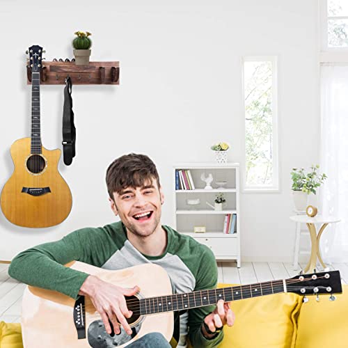 Support mural pour guitare double, support mural pour guitare en bois avec étagère de rangement et crochets, support de… - Les Beatles, Paul McCartney, John Lennon, RIngo Starr, George Harrison Support mural pour guitare double, support mural pour guitare en bois avec étagère de rangement et crochets, support de… – Image 3