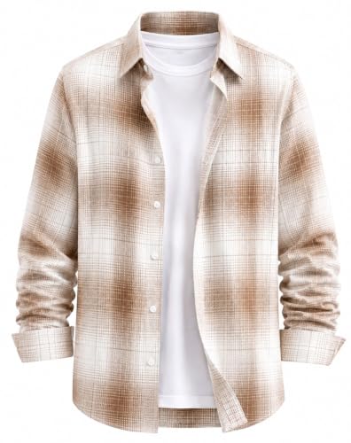 Image of DEEMOON Men's Cotton Blend Regular Fit Shirt | Full Sleeves Checkered Casual Button-Down Shirt for Men (Available in Plus Size)