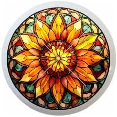 Sunflower Mandala Stained Glass Look Several Gorgeous Designs to Choose From - 1.5" DECORATIVE Glossy Ceramic Dresser Drawer PULLS Cabinet Cupboard KNOBS (12)