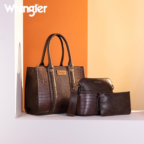 Image of Wrangler 3PCS Purses for Women Tote Bag Crossbody Handbag and Wallet Set with Guitar Strap