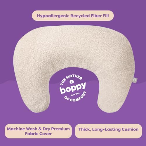 Image of Boppy Nursing Pillow - Ergonomic Bottle & Breastfeeding Pillow with High, Firm, Large Area, Water-Repellent Cushion with Washable Cover; Baby Safety Alliance Verified - Oatmeal Boucle