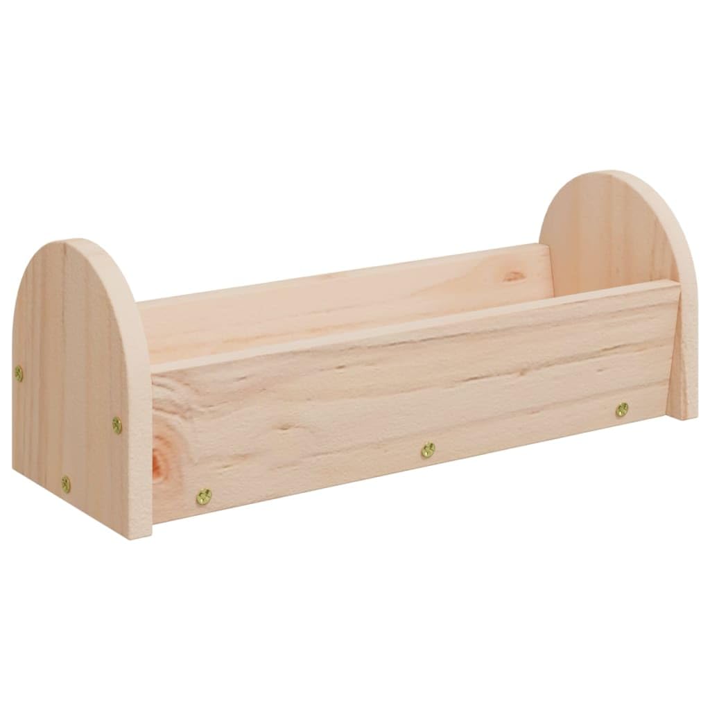 'vidaXL Untreated Solid Fir Wood Rabbit Hay Feeder for Guinea Pigs, Chinchillas, Hamsters - Safe, Scent-Free Wooden Hay Holder - Brown, 28x10x10 cm, Load Capacity 8 kg