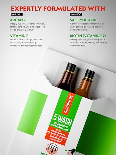 Image of 5 Wash Dandruff Control Kit | Shampoo 100ml | Hair oil 100ml | Remove Dandruff | Relieves Scalp Irritation & Itchiness | All Hair types | Prevents Flakes | For Women And Men (5 Wash Dandruff Control Kit)