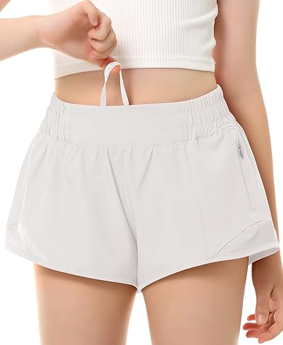 DOCUMO Meninas Shorts Esportivos Com Forro, Leves Para Corrida, Adolescentes, Short Esportivo Ativo