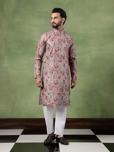 Image of SOJANYA (Since 1958 Men's Cotton Floral Print Long Kurta