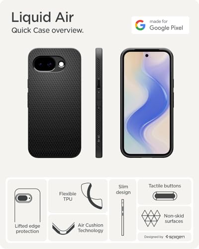 Image of Spigen for Google Pixel 10a (2026) Case, Liquid Air, Military-Grade Protection Cover (No Magnet Ring) (TPU) - Matte Black