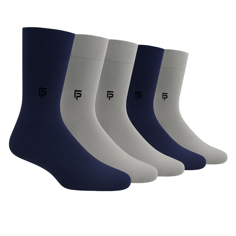 Bamboo & Organic Cotton Men's Formal Socks | Anti-Odour & Breathable | Pack of 5 (3 Grey, 2 Navy)-image-37