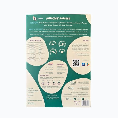 Image of Punchy Paneer Fresh Pet Food, Healthy, Fresh & No Preservatives, Vegetarian, Dog Wet Food for Puppy & Adult Dogs, All Life Stage, 200 gm Each (Pack of 15)