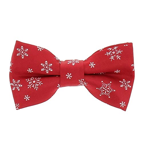 SHIPITNOW Papillon Ragazzo di Natale Jacquard - Papillon Bambino Fiocco di Neve, Albero di Natale e Bastoncino di Zucchero - Papillon Natalizi e Capodanno (Fiocco di Neve Rosso e Bianco)
