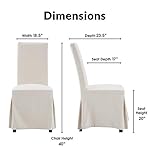 Finch Hayes Parsons Upholstered Dining Chairs with Removable Skirted Slipcover for Kitchen & Dining Room, High Chair Back with Polyester Weave Fabric, Slip Covered Accent Chairs Set of 2, Ivory White - Image 3