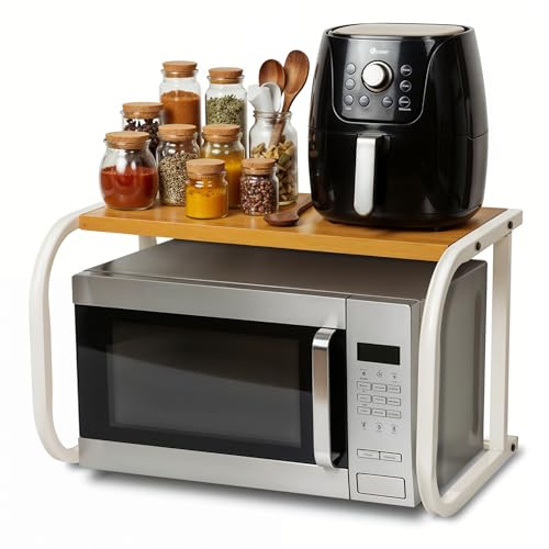 Qualdura Soporte para Microondas de Encimera en Metal, Estante Multifuncional con Estructura Robusta...