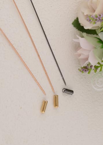 Image of Alilang Magic Lamp Pearl Lady Camo Rose Heart Rhinestones 3Pcs Vintage Long Handle Hat and Lapel Pins with Flexible Bendable Design