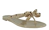 Wild Diva Womens Thong Flip Flop Designer Studded Jelly Flat Sandal (Nude, US Footwear Size System, Adult, Women, Numeric, Medium, 7)