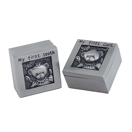 RORPOIR 1 Par caja de de leche estuche conmemorativo organizador de dibujos animados colección de organizador de recuerdos de bebe titular de pelo fetal Aleación de zinc