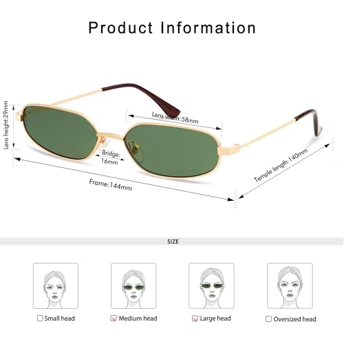 Image of Appassal Small Oval Sunglasses For Women Men Retro Rectangle Metal Sun Glasses AP3685