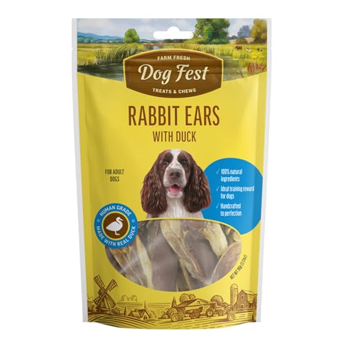 Image of Barkbutler x Dogfest Rabbit Ears & Duck, Dog Treats-90g |Made with Natural Ingredients| 0% Artificial Colors, Flavors & Preservatives | Main Ingredient is Meat | Select Grade| for All Adult Breeds