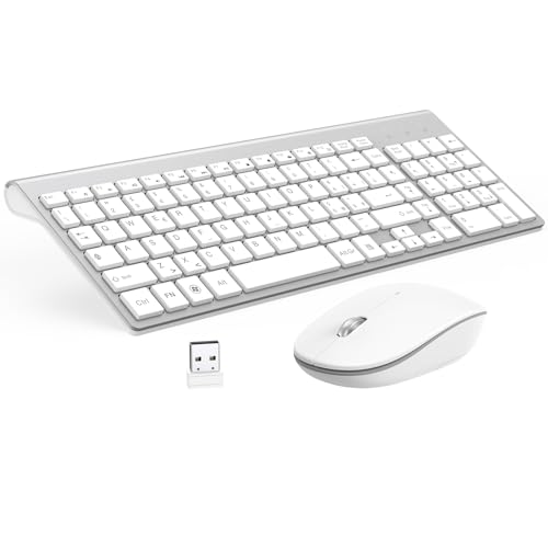 Mouse tastiera wireless a meno rumore: i tasti ridotti del rumore della tastiera e il clic silenzioso del mouse ti permetteranno di fare il tuo lavoro senza perdere un suono o disturbare l'ambiente. La combinazione di mouse tastiera wireless dispone di modalità di sospensione automatica, più interruttori on / off per aiutare a risparmiare l'uso della batteria, si può andare per mesi senza il fastidio di cambiare le batterie. (batterie non incluse)